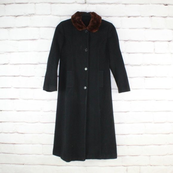 Andrea Collection Jackets & Blazers - Andrea Collection Black Collared Long Lambswool Buttons Long Coat Jacket Size 8